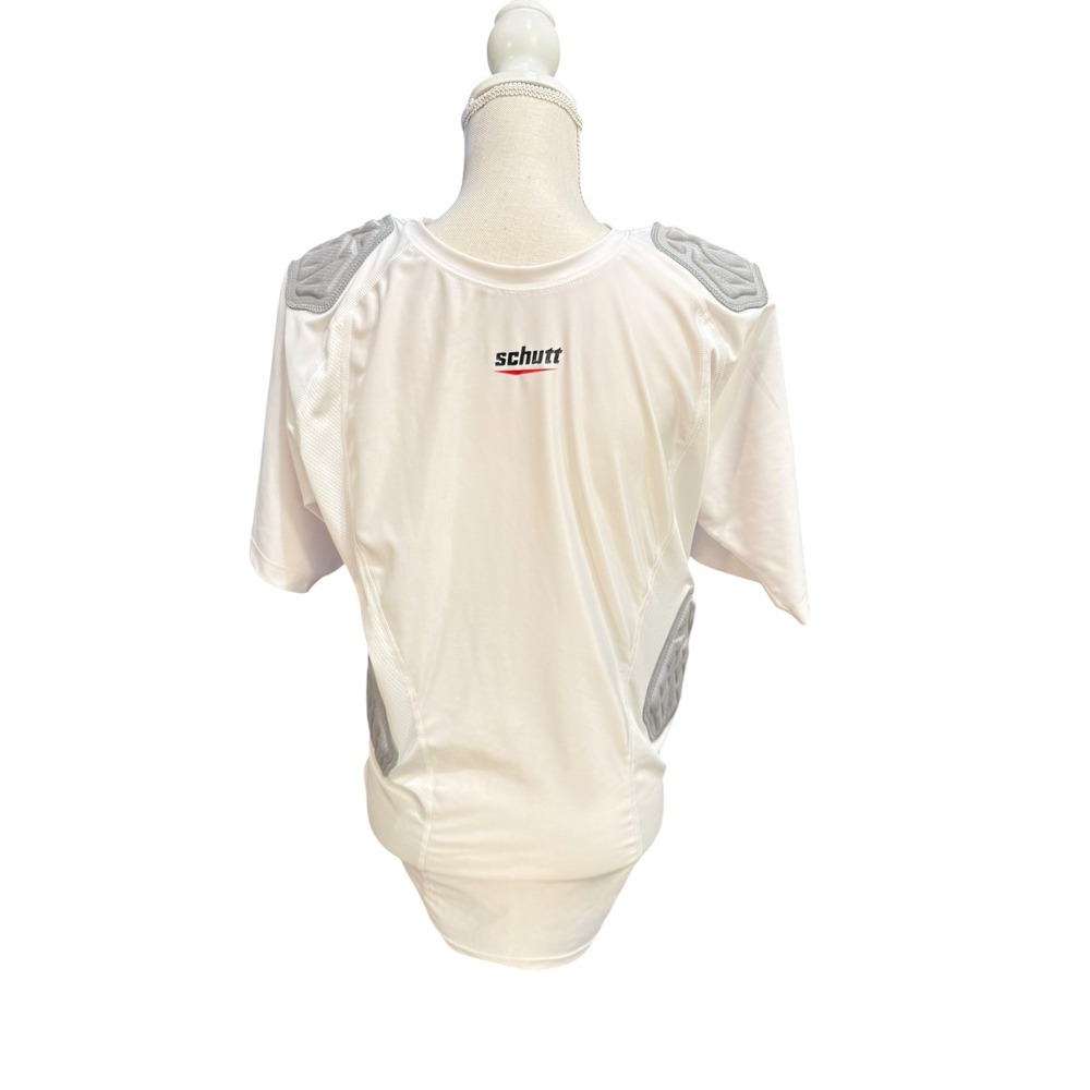 Schutt Padded Compression Shirt White Football Shoulder Rib Protector Mens Large